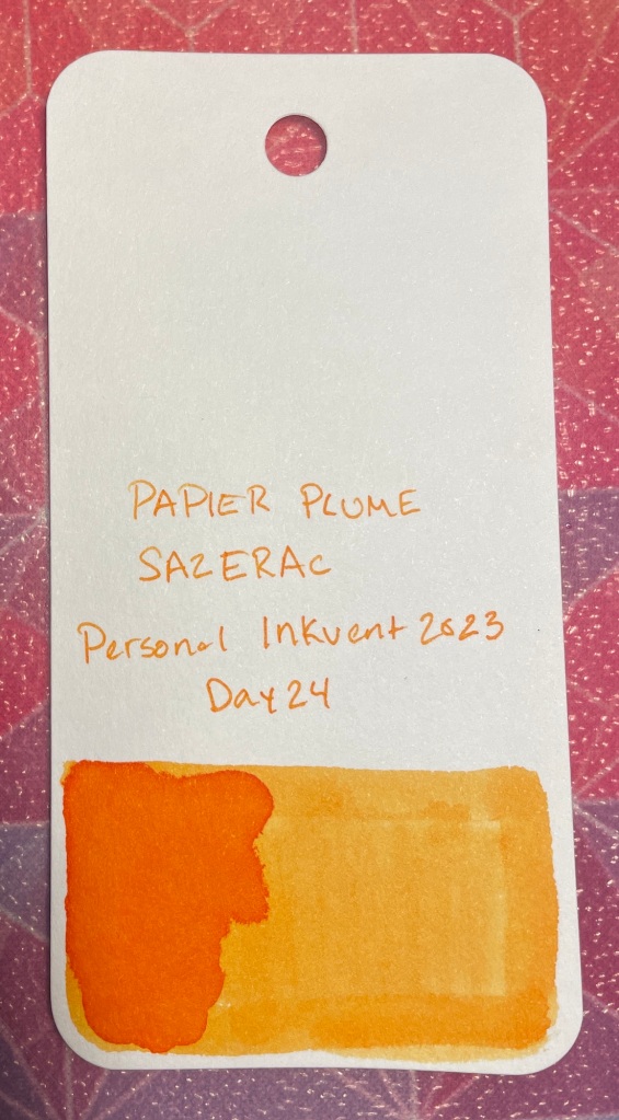 Papier Plume Sazerac
A lighter orange ink that leans a hair yellow