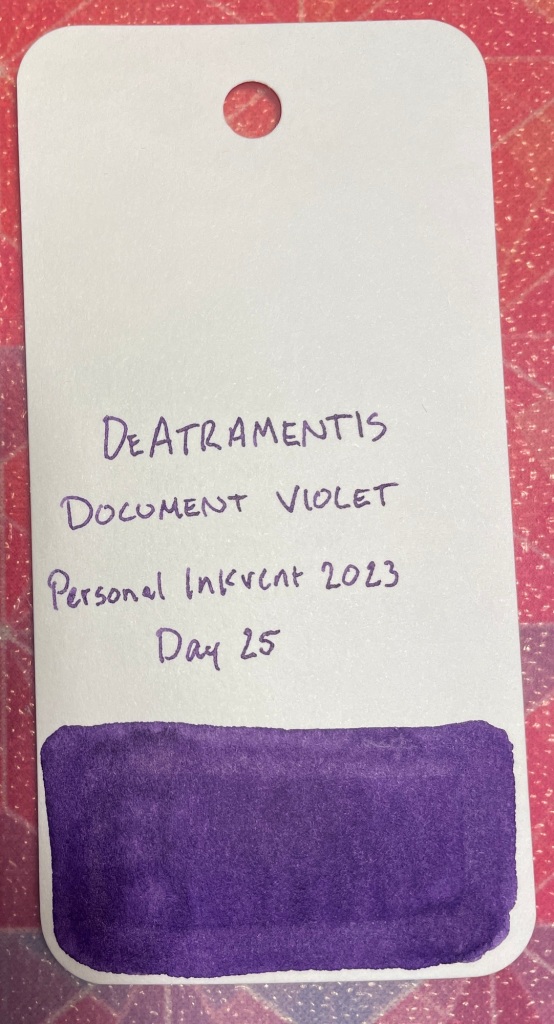 DeAtramentis Document Violet
A flat violet color, which almost looks like it has a silvery sheen to it, but it doesn't.